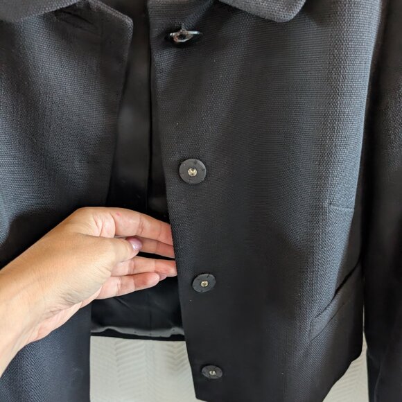 Banana Republic Cotton Wool Blend Cropped Blazer Snap Buttons Size 6 Classic - Picture 14 of 14